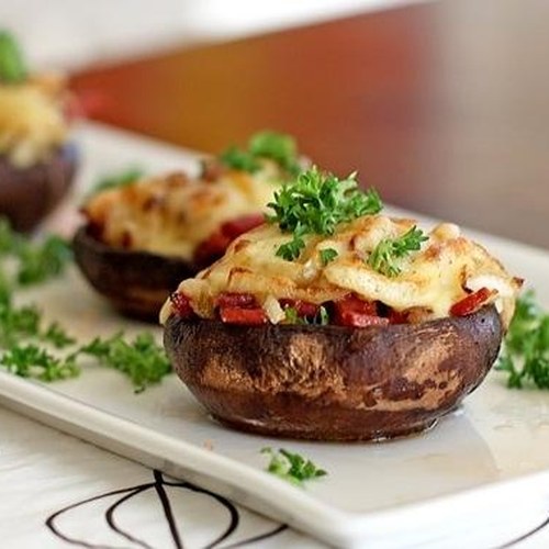 Cogumelos Recheados Gratinados